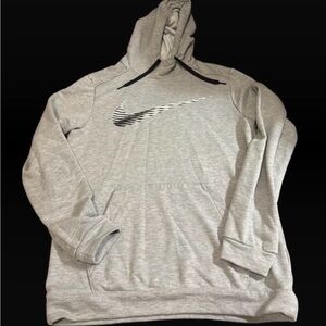 Nike Men's Light Gray Hoodie with Black Logo